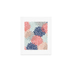 Floral Bloom Print, Living Coral, Pale Aqua Blue, Gray, Navy Art Print Gallery Image 1