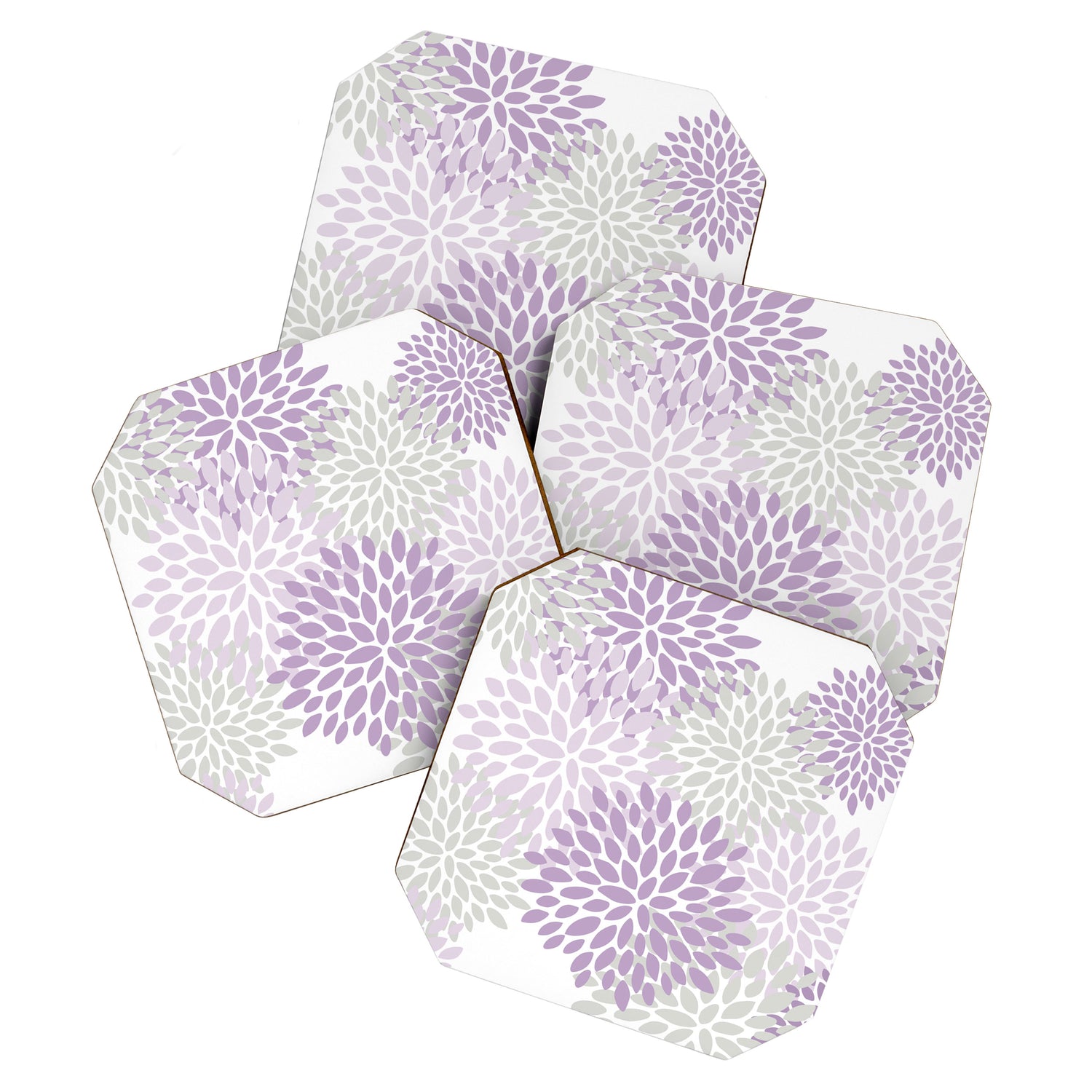 Floral Bloom, Purple and Gray Coaster Gallery Image 1