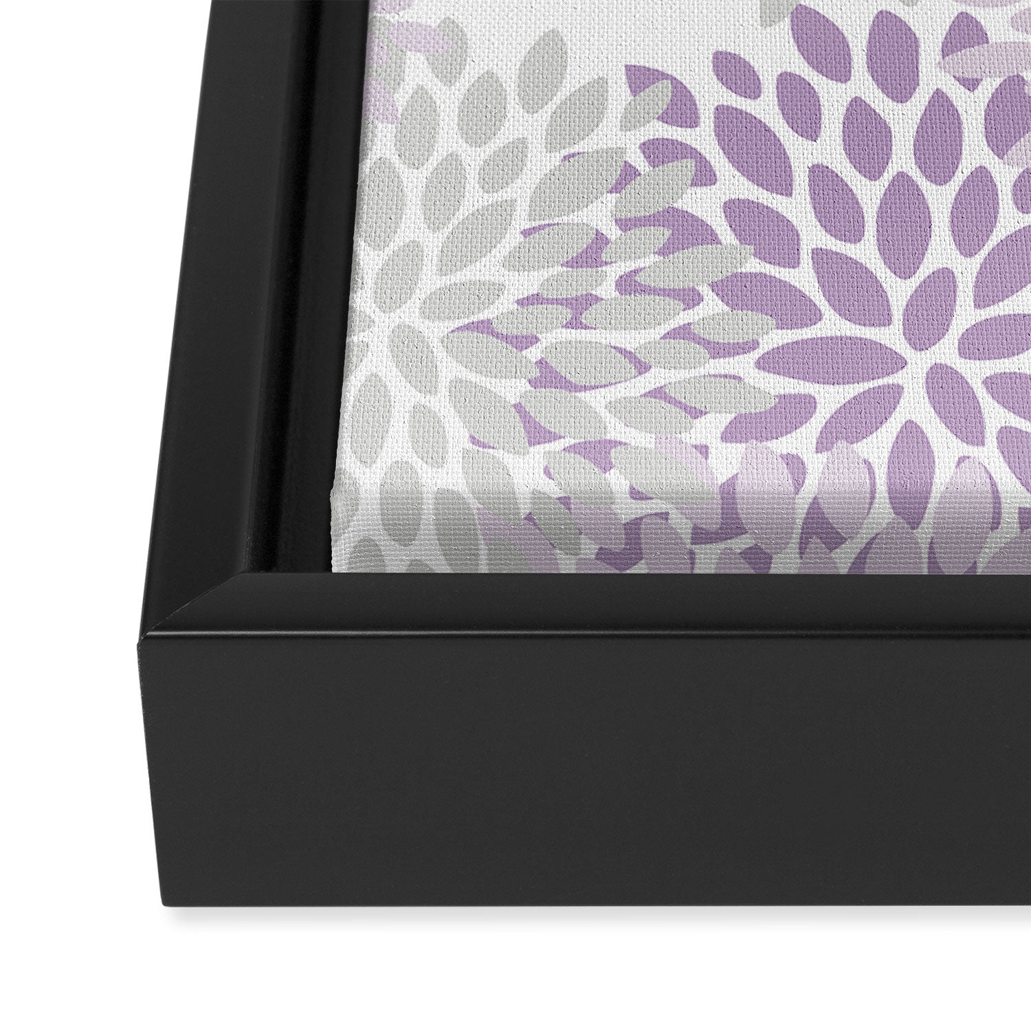 Floral Bloom, Purple and Gray Framed Canvas Print Gallery Image 3