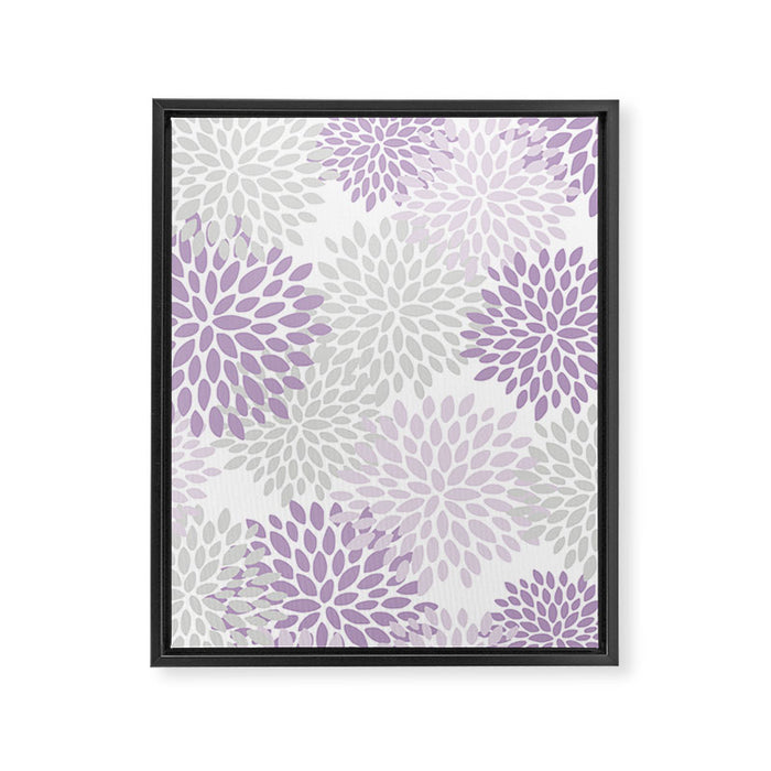 Floral Bloom, Purple and Gray Framed Canvas Print Gallery Image 1