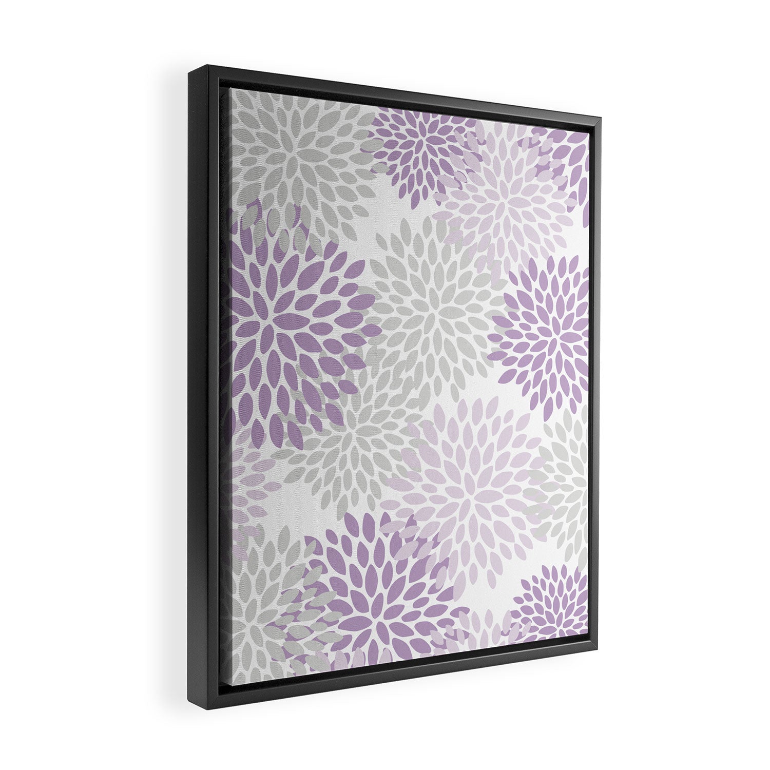 Floral Bloom, Purple and Gray Framed Canvas Print Gallery Image 2