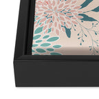 Floral Blooms and Leaves, Peach, Coral and Teal Framed Canvas Print Gallery Image 3