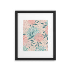 Floral Blooms and Leaves, Peach, Coral and Teal Framed Art Print Gallery Image 6