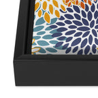 Floral Blooms, Blue, Teal, Orange, Yellow Framed Canvas Print Gallery Image 3