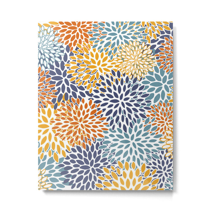 Floral Blooms, Blue, Teal, Orange, Yellow Metal Print Gallery Image 1