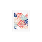 Floral Blooms, Coral, Navy, Aqua Art Print Gallery Image 1