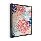 Floral Blooms, Coral, Navy, Aqua Framed Canvas Print Gallery Image 2