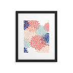 Floral Blooms, Coral, Navy, Aqua Framed Art Print Gallery Image 6