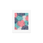 Floral Blooms, Coral Pink, Navy, Teal, Gray Art Print Gallery Image 1