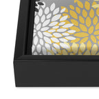 Floral Blooms, Gray, Charcoal, Yellow Framed Canvas Print Gallery Image 3