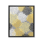 Floral Blooms, Gray, Charcoal, Yellow Framed Canvas Print Gallery Image 8
