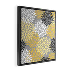 Floral Blooms, Gray, Charcoal, Yellow Framed Canvas Print Gallery Image 2