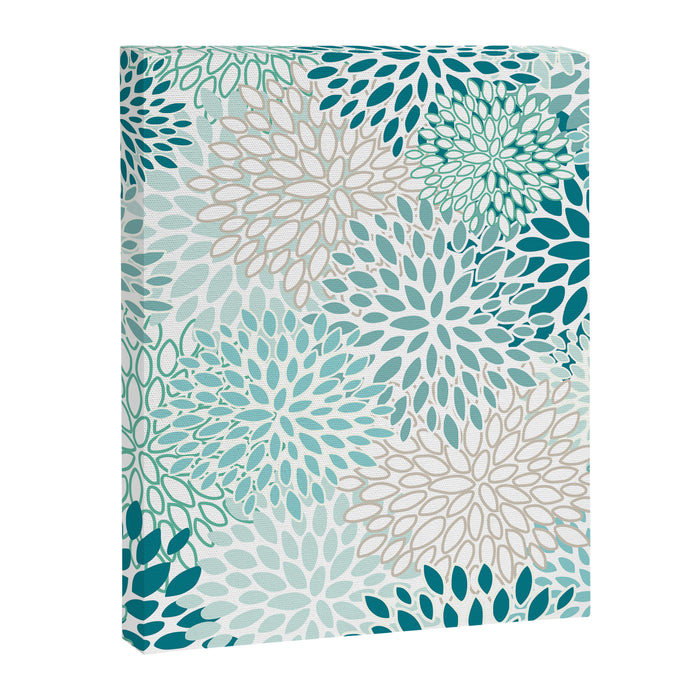 Floral Blooms in Teal, Aqua, Turquoise Canvas Print Gallery Image 1