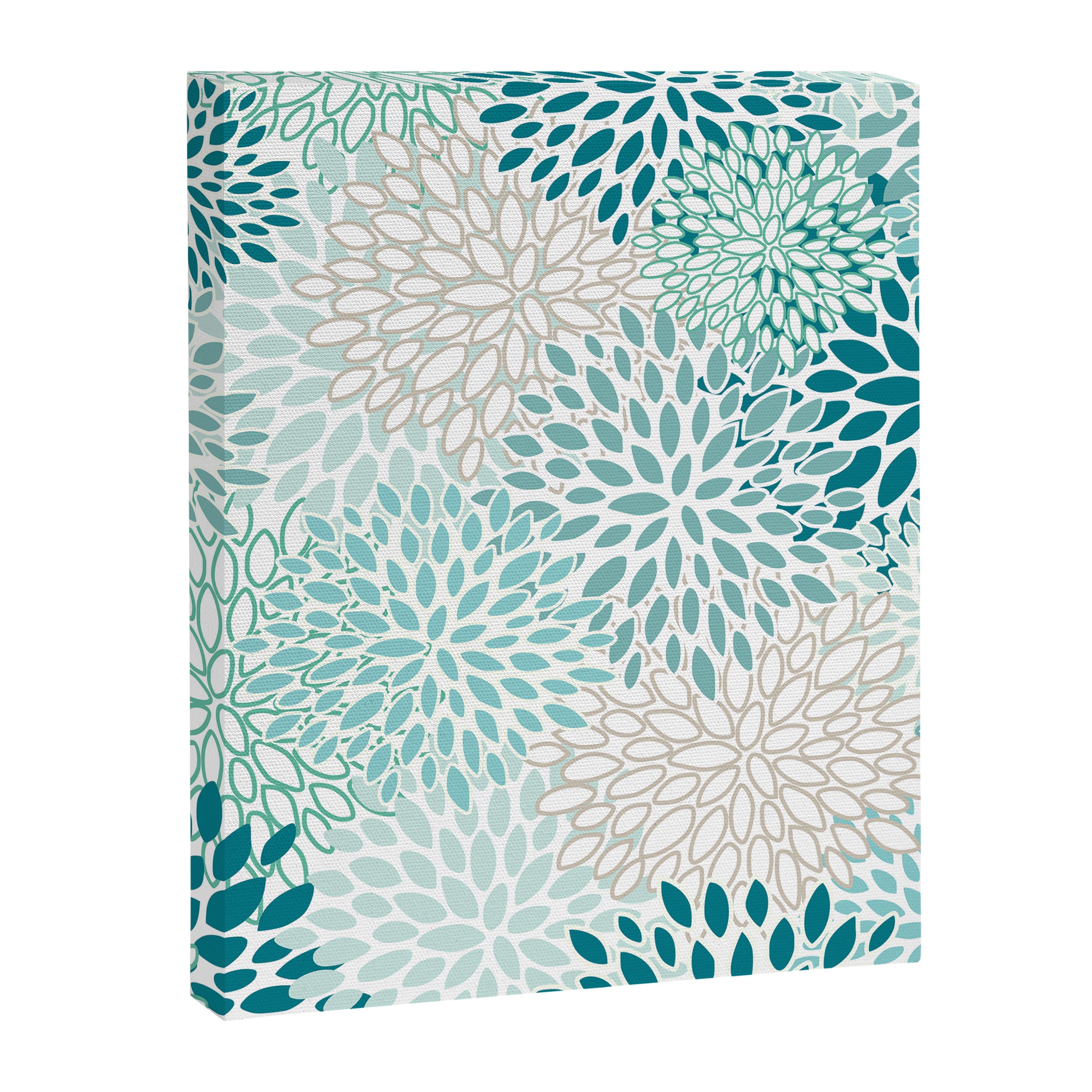 Floral Blooms in Teal, Aqua, Turquoise Canvas Print Gallery Image 8