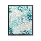 Floral Blooms in Teal, Aqua, Turquoise Framed Canvas Print Gallery Image 8