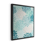 Floral Blooms in Teal, Aqua, Turquoise Framed Canvas Print Gallery Image 2