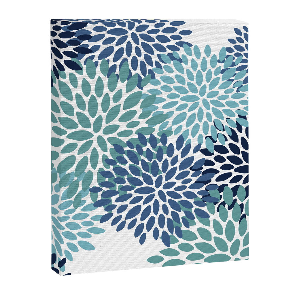 Floral Blooms, Navy, Blue and Teal Canvas Print Gallery Image 8