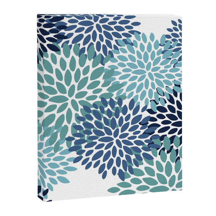Floral Blooms, Navy, Blue and Teal Canvas Print Gallery Image 1