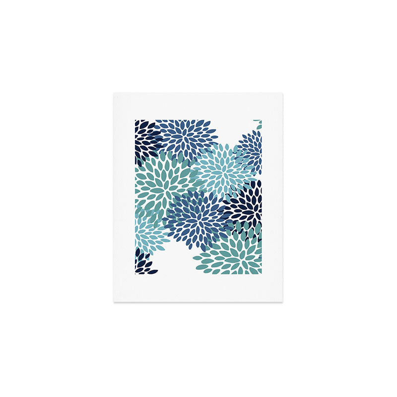 Floral Blooms, Navy, Blue and Teal Art Print Gallery Image 1