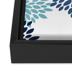 Floral Blooms, Navy, Blue and Teal Framed Canvas Print Gallery Image 3