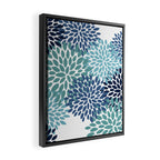 Floral Blooms, Navy, Blue and Teal Framed Canvas Print Gallery Image 2