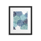 Floral Blooms, Navy, Blue and Teal Framed Art Print Gallery Image 6