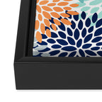 Floral Blooms, Navy, Orange, Teal, Gray Framed Canvas Print Gallery Image 3