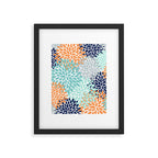 Floral Blooms, Navy, Orange, Teal, Gray Framed Art Print Gallery Image 6