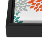 Floral Blooms, Orange, Teal, Gray Framed Canvas Print Gallery Image 3