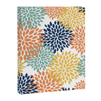 Floral Blooms, Orange, Yellow, Teal, Navy Canvas Print Gallery Image 8