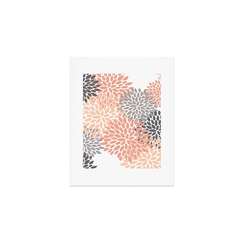 Floral Blooms, Peach and Gray Art Print Gallery Image 1
