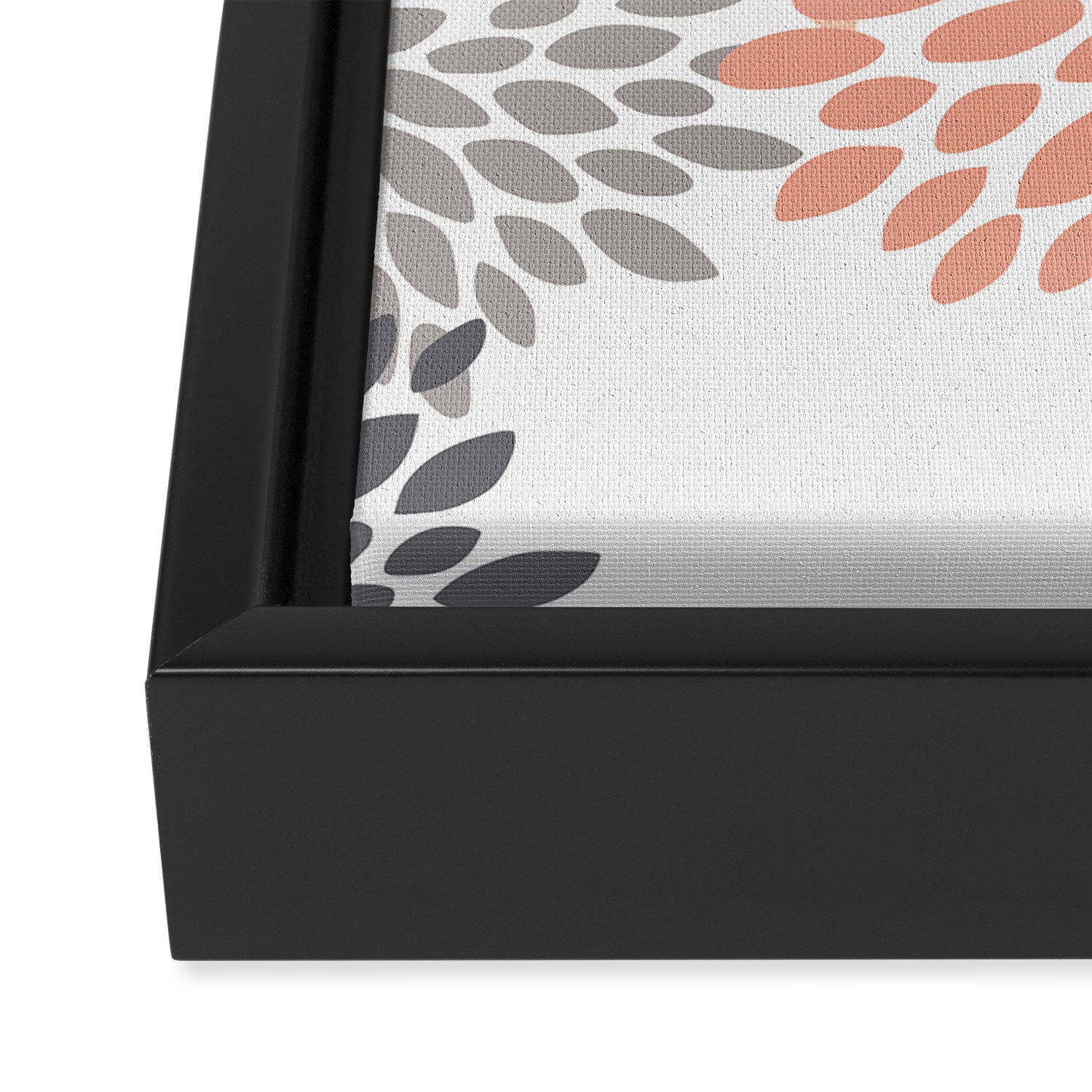Floral Blooms, Peach and Gray Framed Canvas Print Gallery Image 3