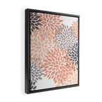 Floral Blooms, Peach and Gray Framed Canvas Print Gallery Image 2