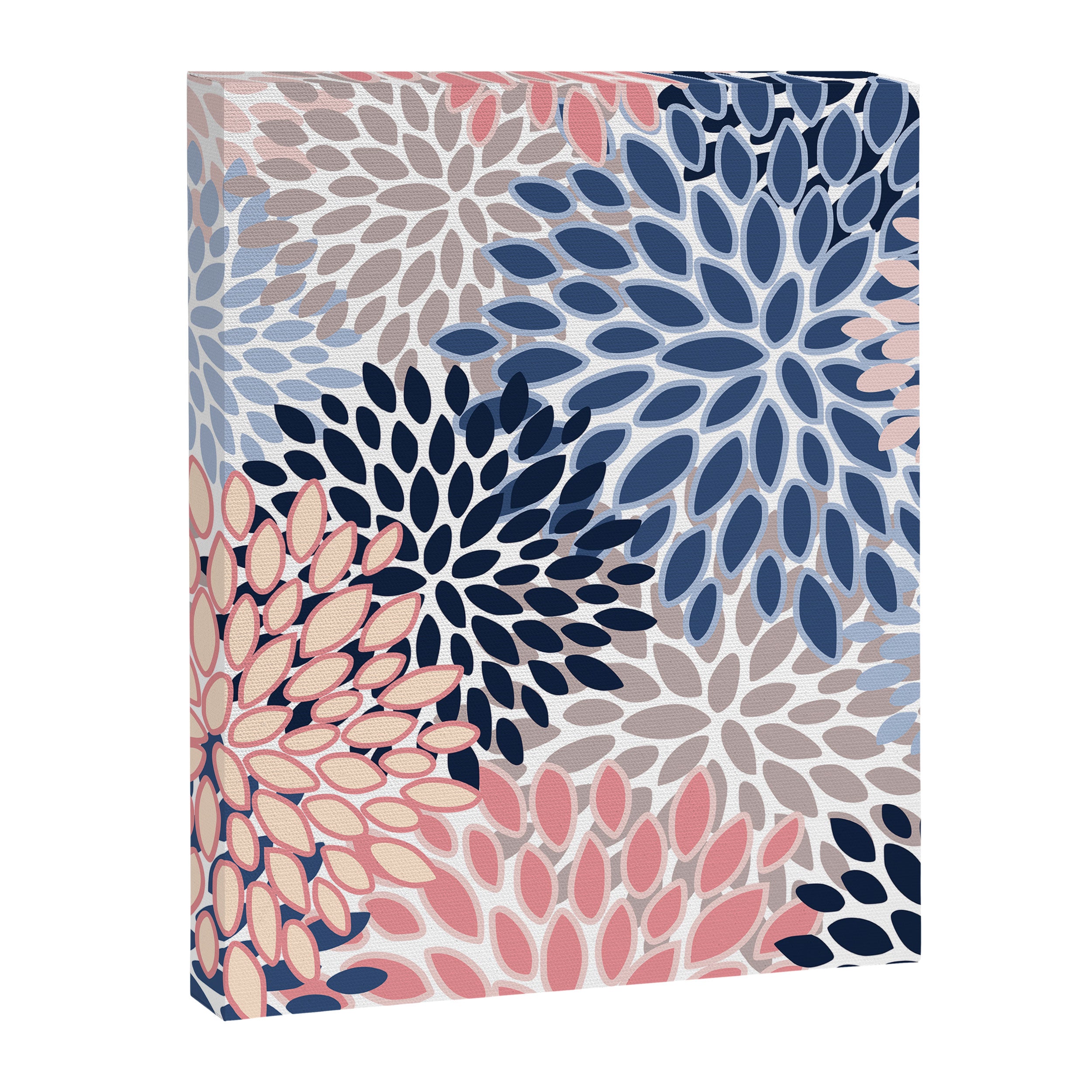 Floral Blooms, Pink, Blue, Gray Canvas Print Gallery Image 8