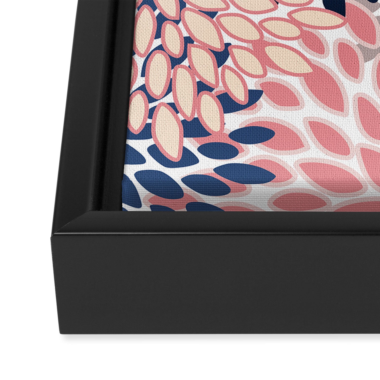 Floral Blooms, Pink, Blue, Gray Framed Canvas Print Gallery Image 3