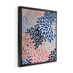 Floral Blooms, Pink, Blue, Gray Framed Canvas Print Gallery Image 2