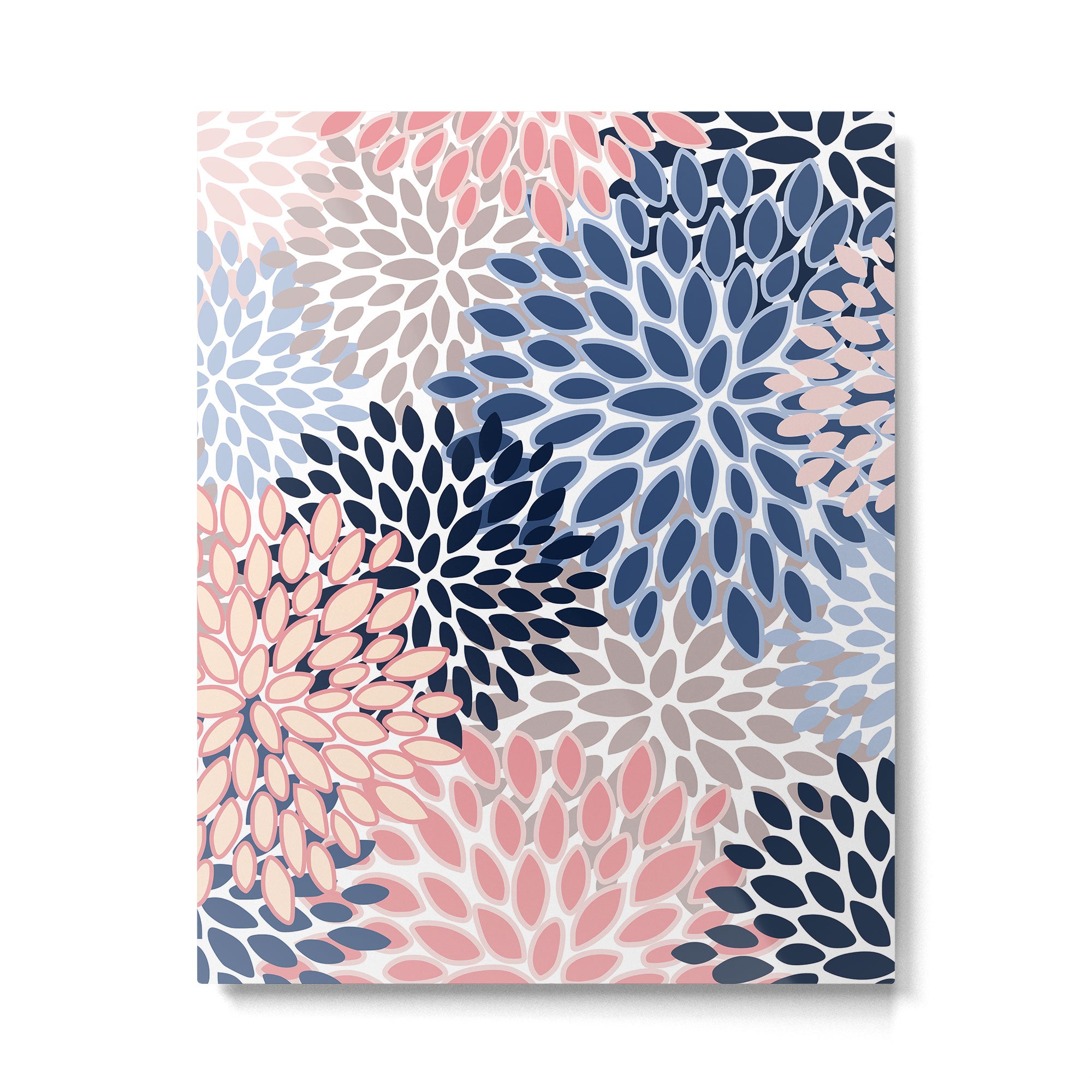 Floral Blooms, Pink, Blue, Gray Metal Print Gallery Image 6