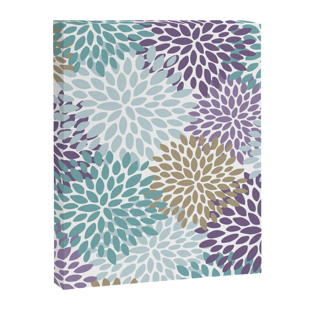 Floral Blooms, Purple, Teal, Gold Canvas Print Gallery Image 8