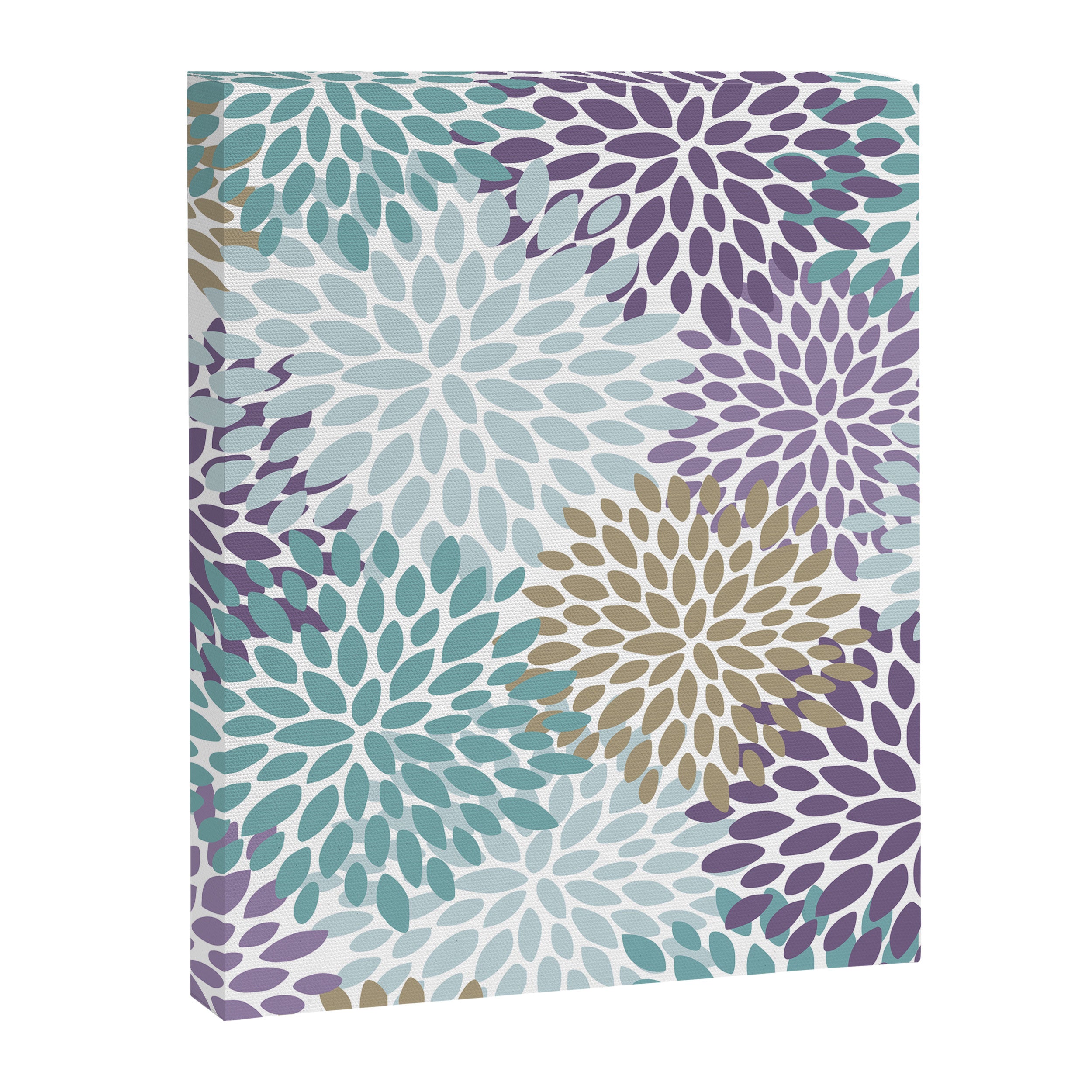 Floral Blooms, Purple, Teal, Gold Canvas Print Gallery Image 8