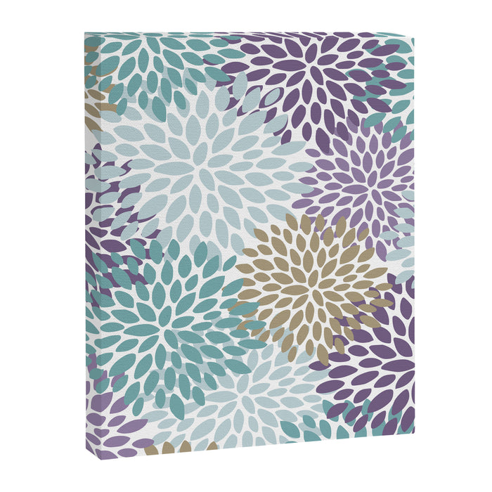 Floral Blooms, Purple, Teal, Gold Canvas Print Gallery Image 1