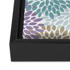 Floral Blooms, Purple, Teal, Gold Framed Canvas Print Gallery Image 3