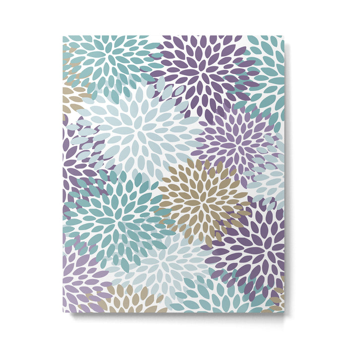 Floral Blooms, Purple, Teal, Gold Metal Print Gallery Image 1