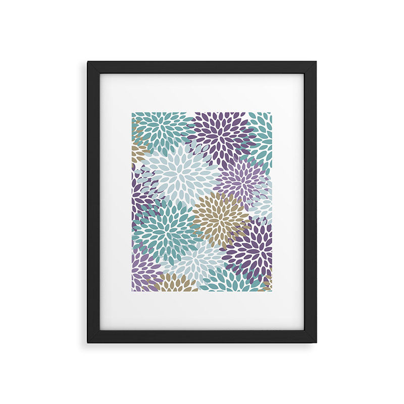 Floral Blooms, Purple, Teal, Gold Framed Art Print Gallery Image 4