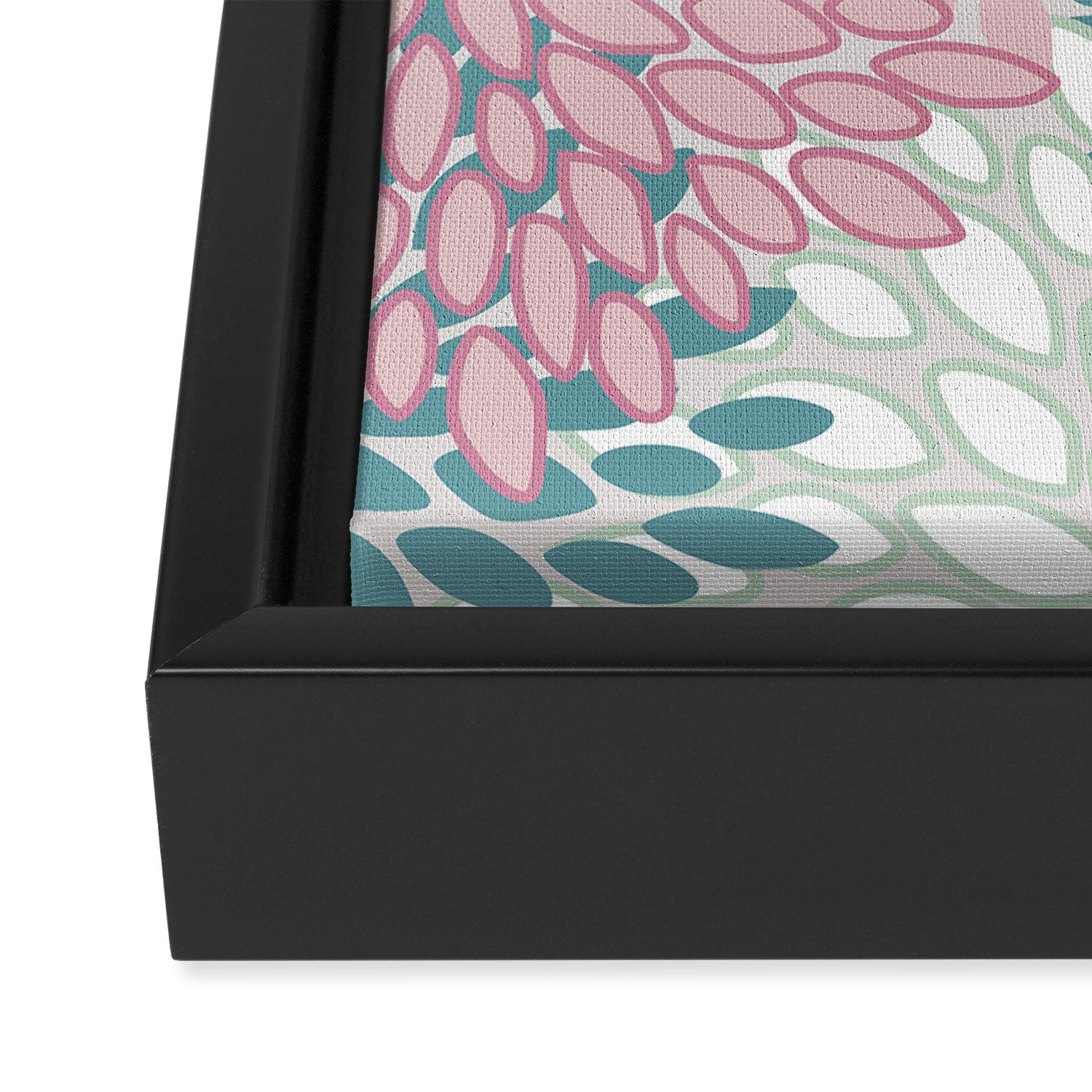Floral Blooms, Soft Pink, Green and Teal, Design Prints Framed Canvas Print Gallery Image 3