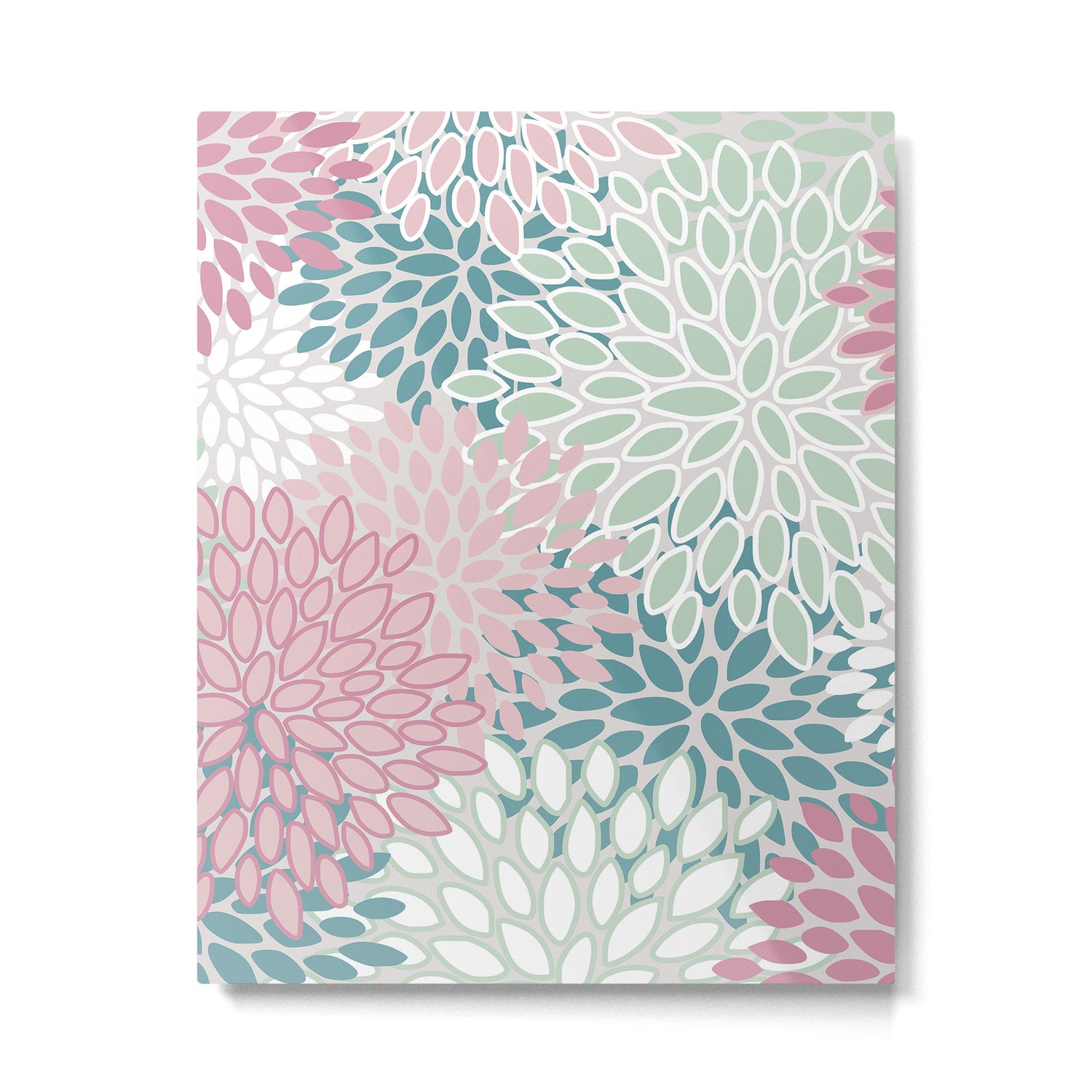 Floral Blooms, Soft Pink, Green and Teal, Design Prints Metal Print Gallery Image 6