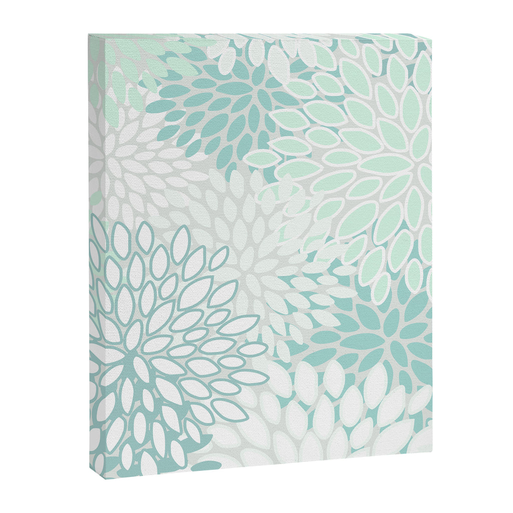 Floral Blooms, Soft Teal and Mint Canvas Print Gallery Image 8