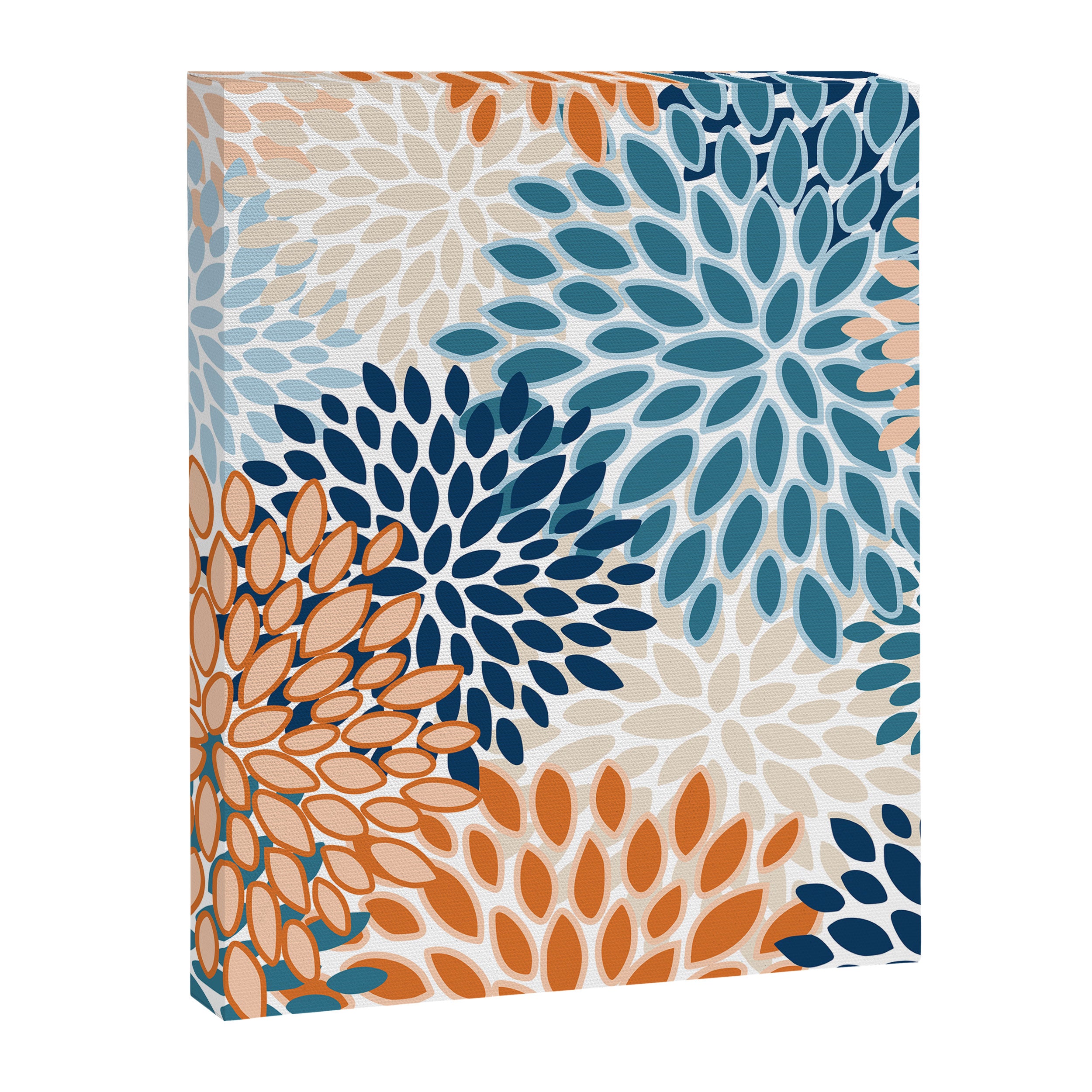 Floral Blooms, Teal, ;Blue, Orange Canvas Print Gallery Image 8
