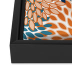 Floral Blooms, Teal, ;Blue, Orange Framed Canvas Print Gallery Image 3