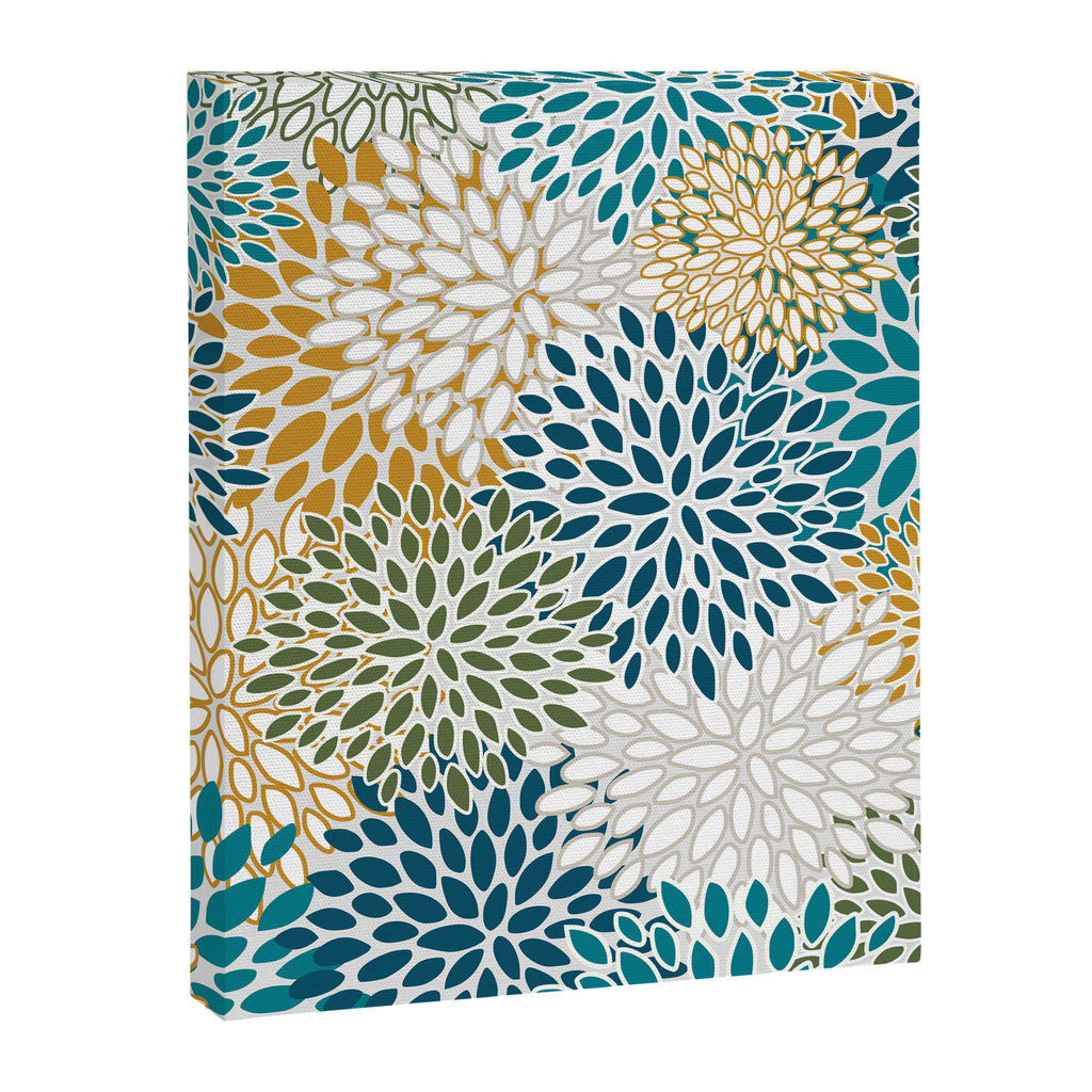 Floral Blooms, Teal, Green and Yellow Canvas Print Gallery Image 8