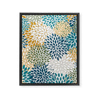 Floral Blooms, Teal, Green and Yellow Framed Canvas Print Gallery Image 8